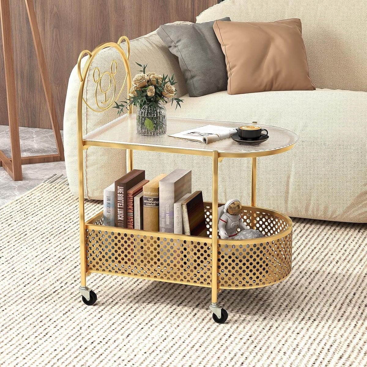 BEISTELLTISCH Gold - Goldfarben, Metall (40/60/76cm) - COSTWAY