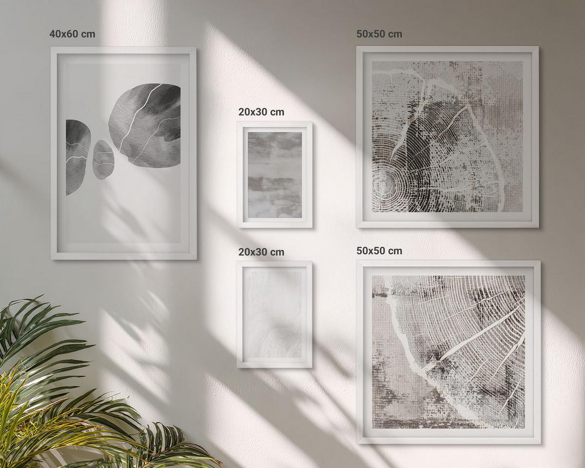 BILDER SET 5er Set - 50x50 cm & 20x30 cm & 40x60 cm Weißer Rahmen - Abstrakte moderne Formen - Weiß, Kunststoff (40/60cm) - TULUP