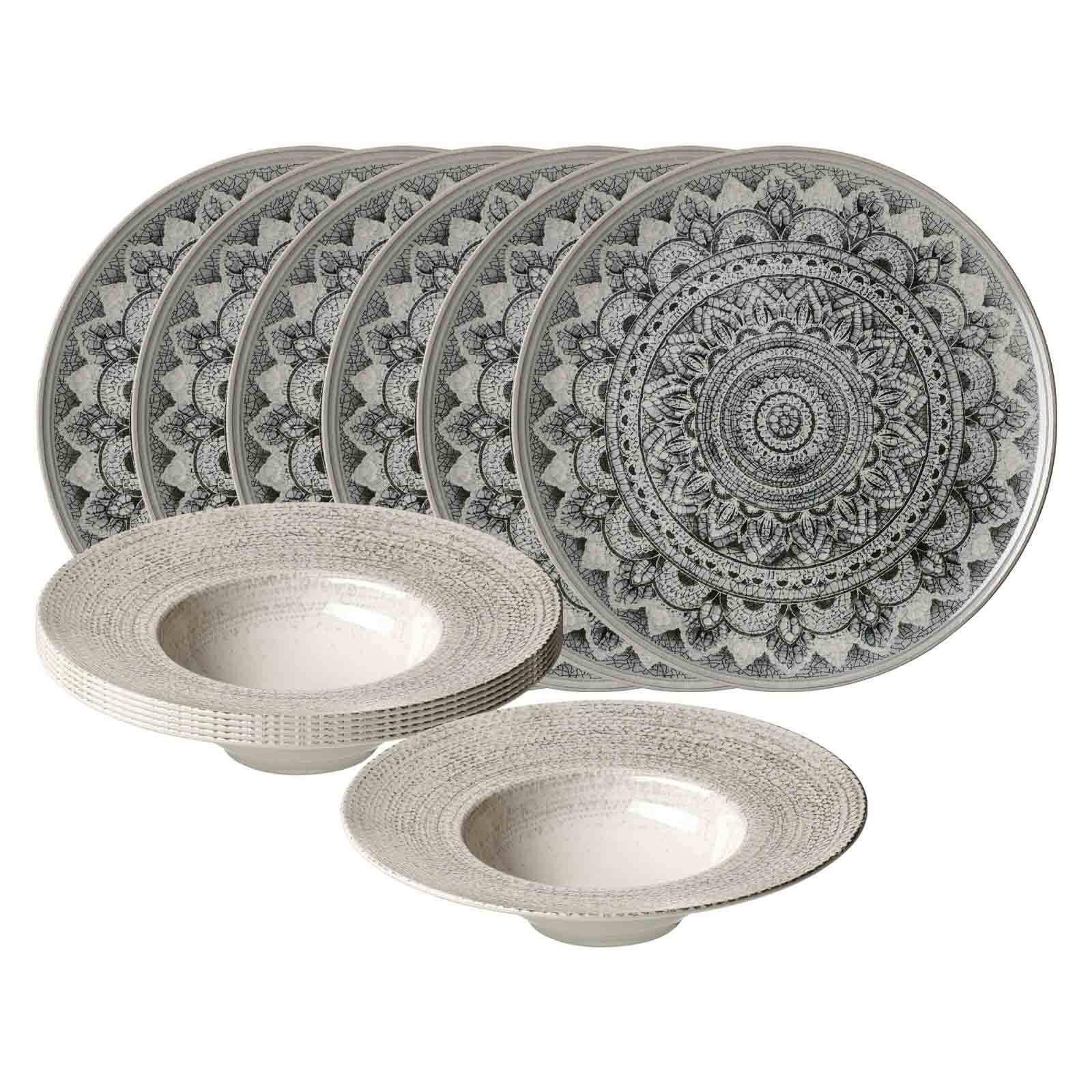 GOURMET-SET Rimini Mandala grau 12-tlg. - Grau, Keramik (2/2/2cm) - Ritzenhoff Breker