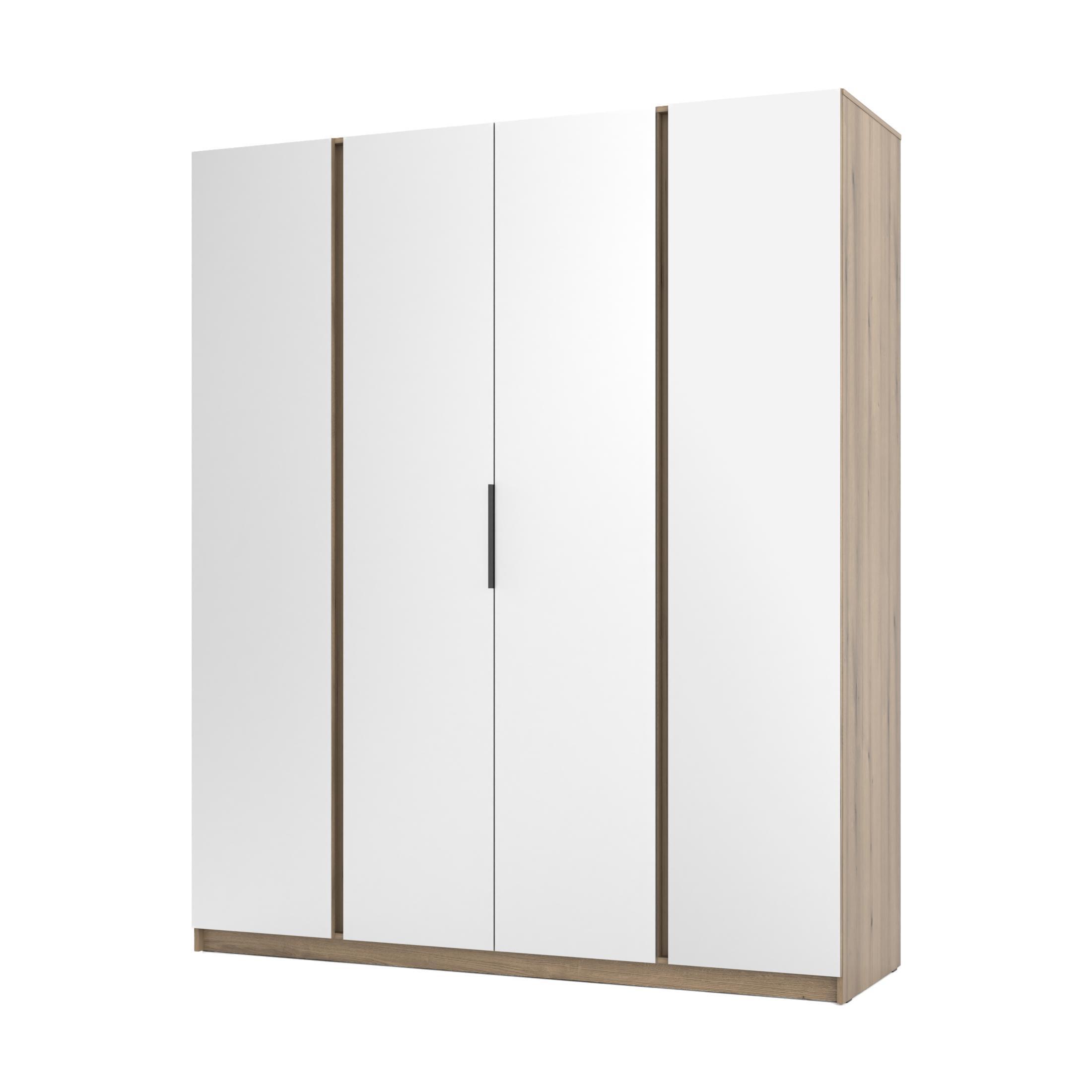 KLEIDERSCHRANK Nehir Eiche Evoke 200 cm - 4T Modern mit 4 Spiegeln - Eichefarben, Holzwerkstoff/Kunststoff (200/239/61.9cm) - AX Living