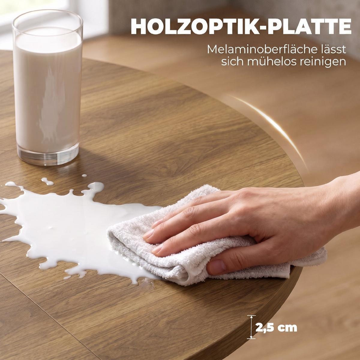 AUSZIEHBARER-ESSTISCH MDF Stahl Braun - Schwarz/Braun, Holzwerkstoff/Metall (135/100/75cm) - HOMCOM