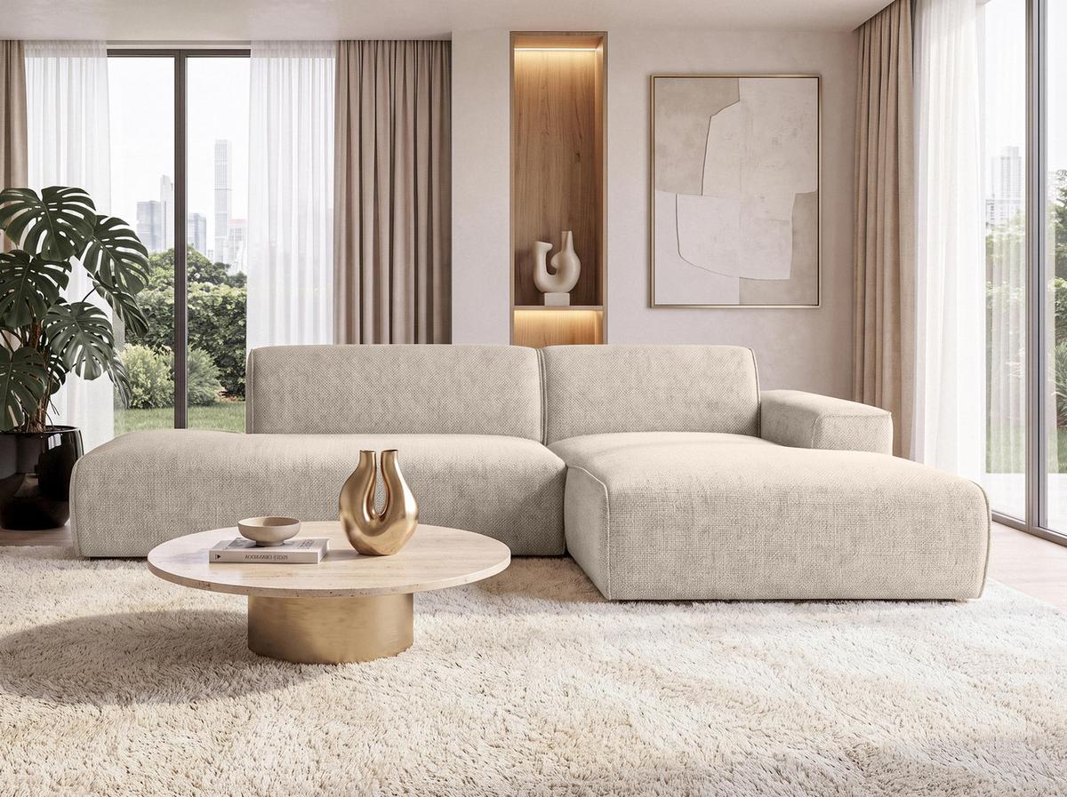 ECKSOFA L Form Didim Duo Beige 288/162/80 cm – stilvolle kleine Eckcouch Rechts - Beige/Schwarz, Kunststoff/Textil (162/288cm) - AX Living