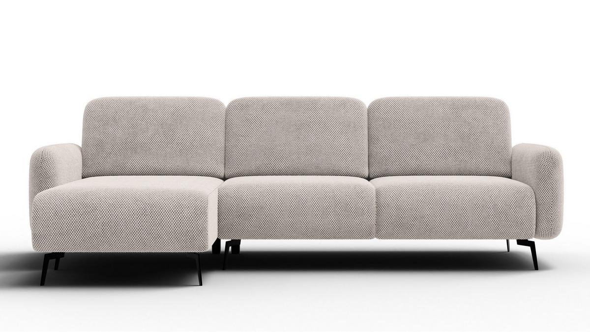 ECKSOFA FEBE 4-Sitzer links, beige - Beige/Schwarz, Holz/Textil (264/157cm) - Wozimo