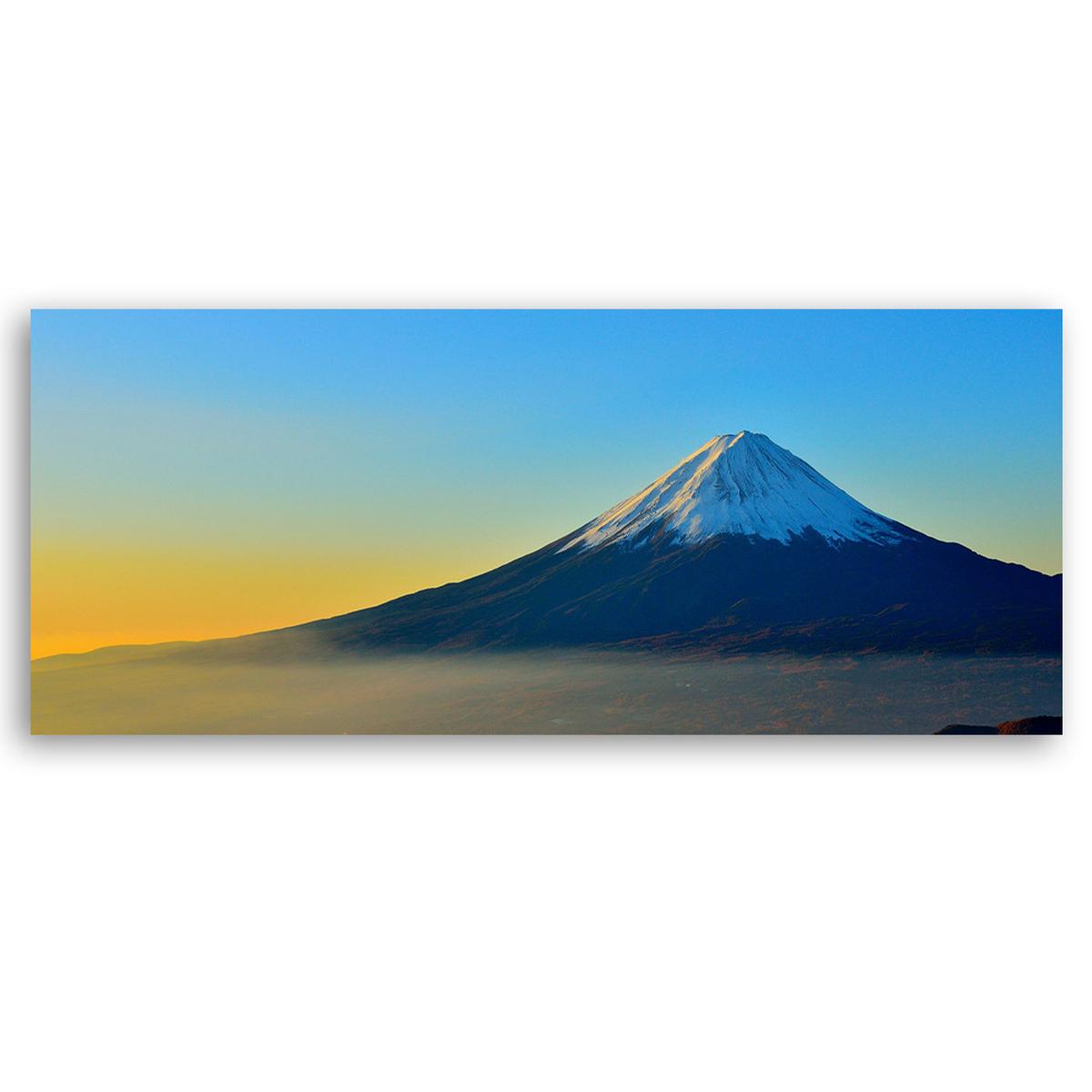 WANDBILD berg fuji - Blau, Textil (90/30cm) - Feeby