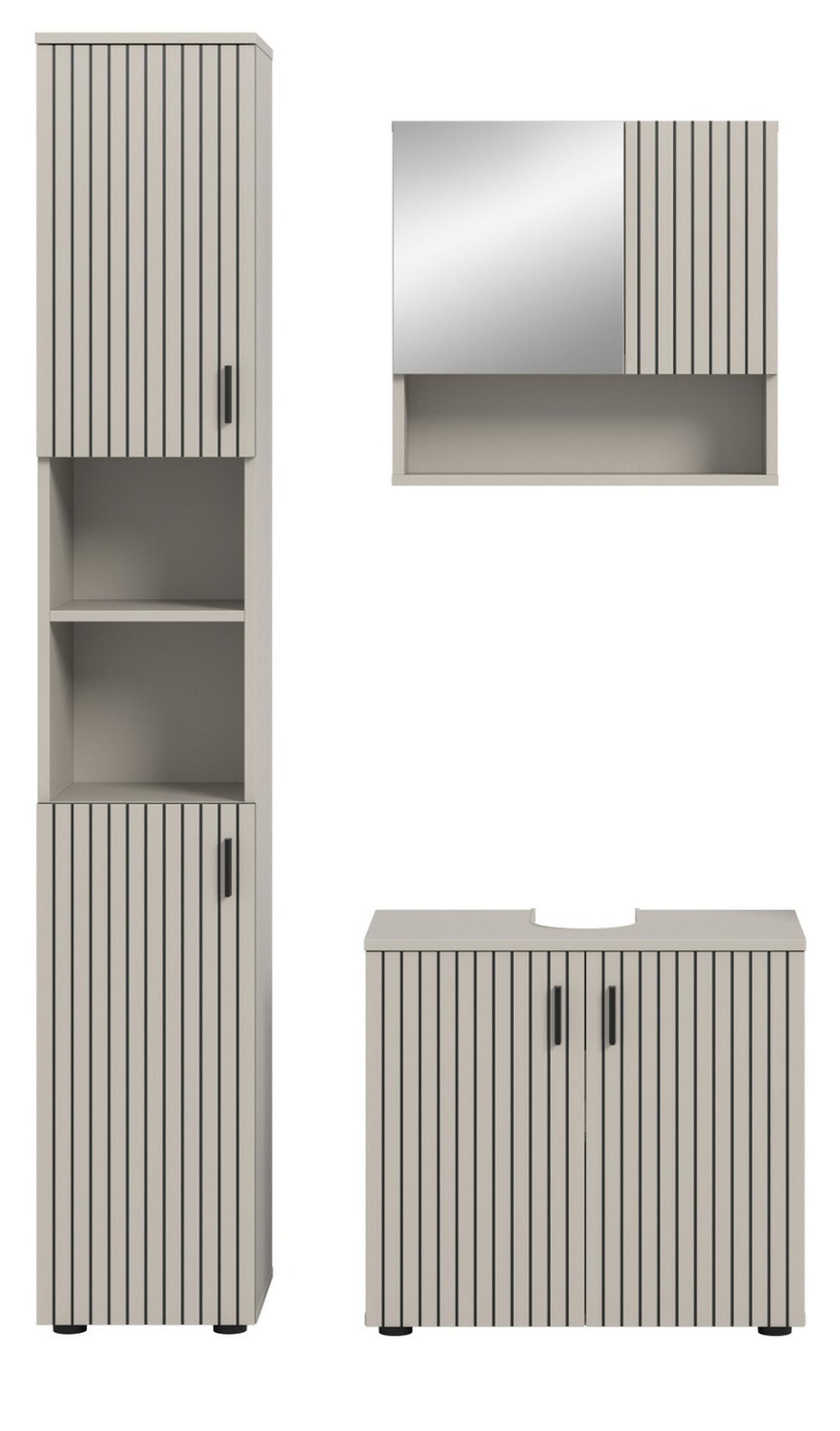 BADMÖBEL-SET Kaschmir 3-teilig 105 cm, Komplettset in modernem Design - Kaschmir/Schwarz, Glas/Holzwerkstoff (105/192/30cm) - Inn.Furn