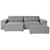 ECKSOFA Modul 3-Sitzer rechtsseitig Grau Stoff mit Ottomane Hellnar - Grau, Textil (262/176cm) - Beliani