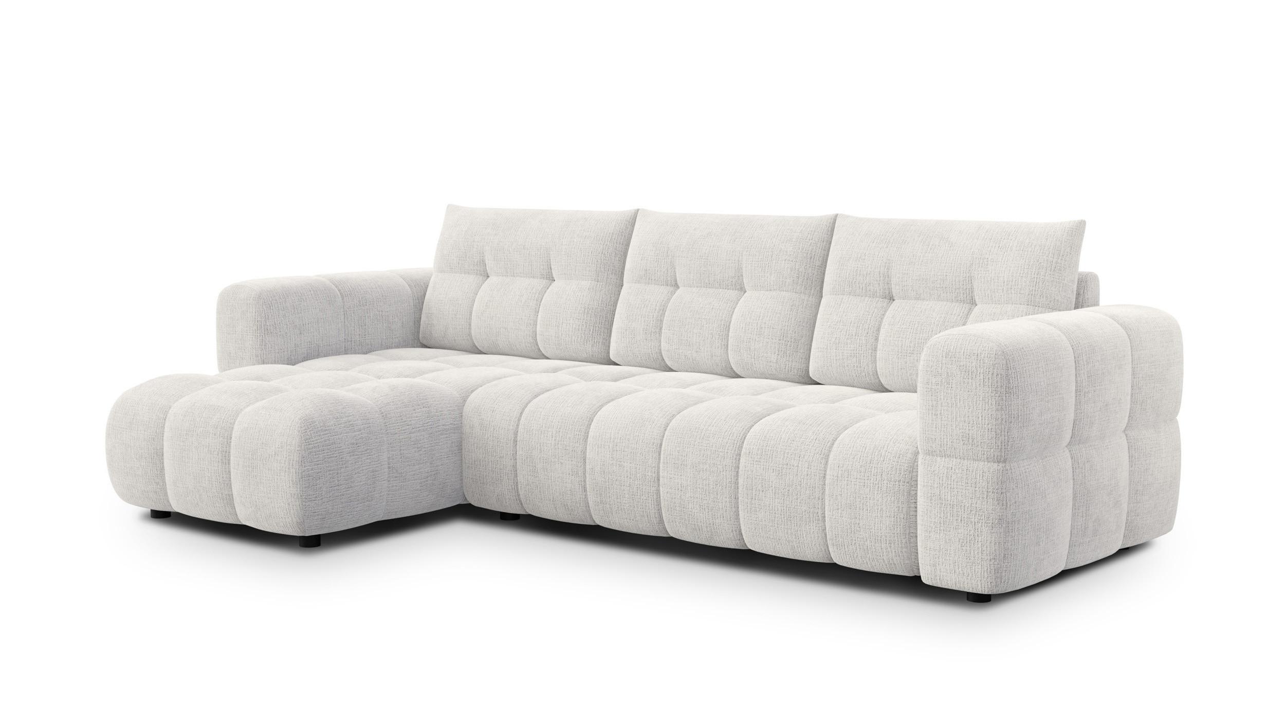 ECKSOFA CLOUDI 4-Sitzer links, creme - Creme/Schwarz, Holz/Textil (294/160cm) - Wozimo