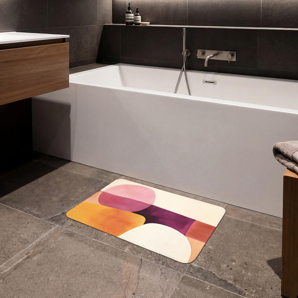 BADEMATTE Formen - Abstrakt - Farbenfroh 60x40 cm - Terracotta, Textil (60/40cm) - OnlyWow