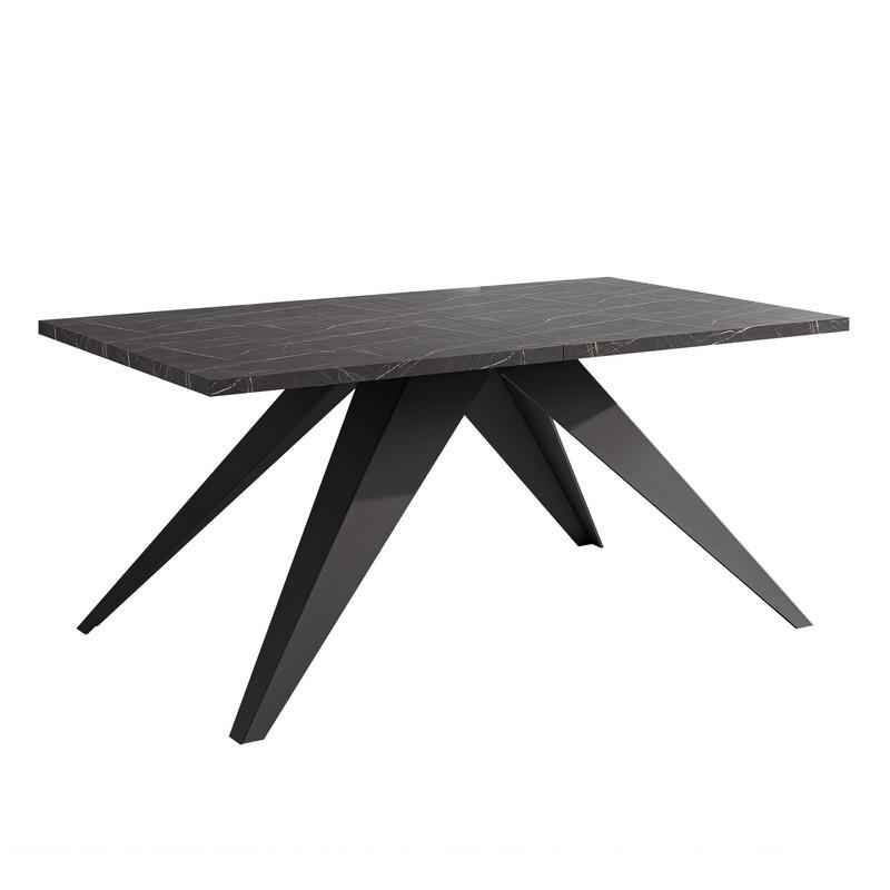 AUSZIEHTISCH XANDRO 160/90/76 cm mit Metallgestell, Schwarz / Grigia Pietra - Schwarz/Grau, Holzwerkstoff/Metall (90/160/76cm) - Idohome