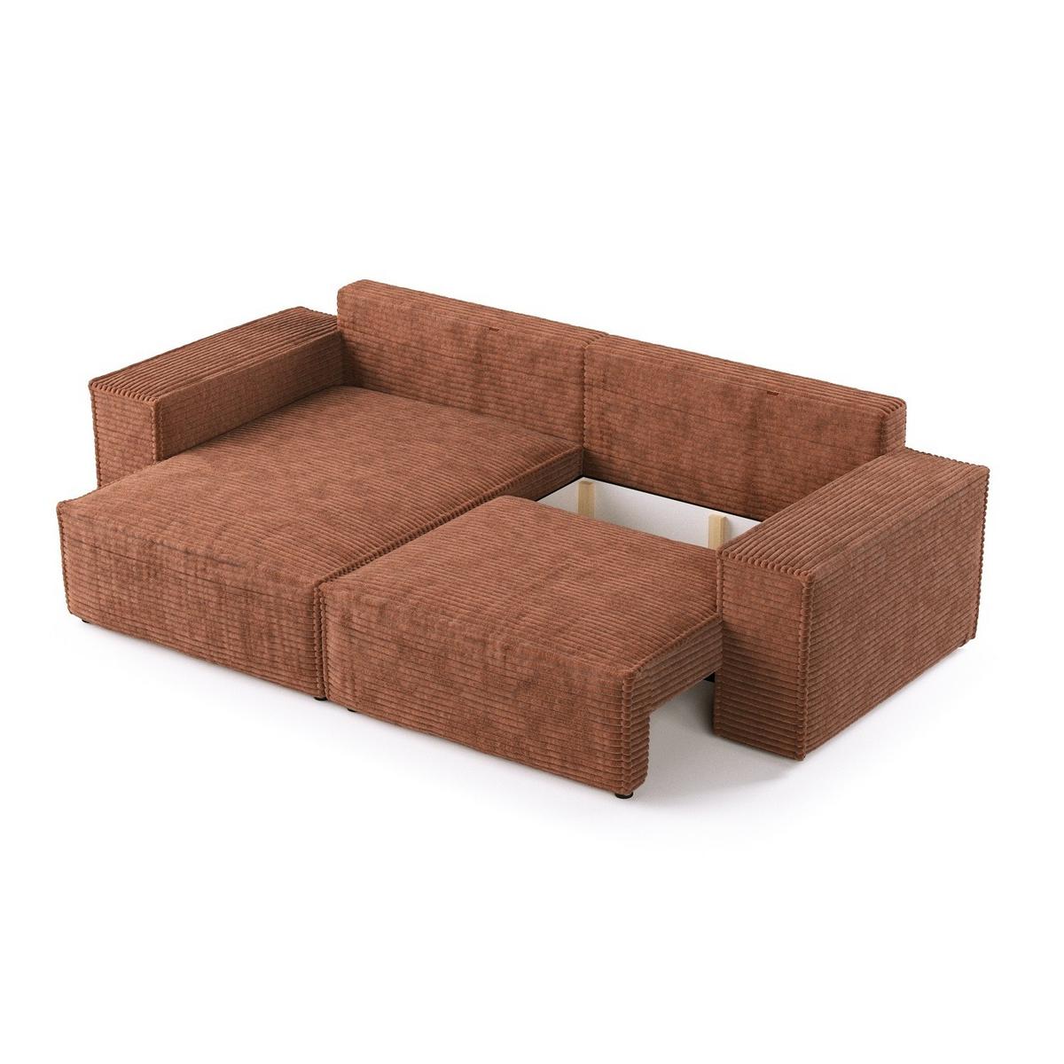 ECKSOFA CAVO mit Schlaffunktion Kupfer im Tilia Stoff - Schwarz/Kupferfarben, Holz/Holzwerkstoff (255/148cm) - AltaBeds
