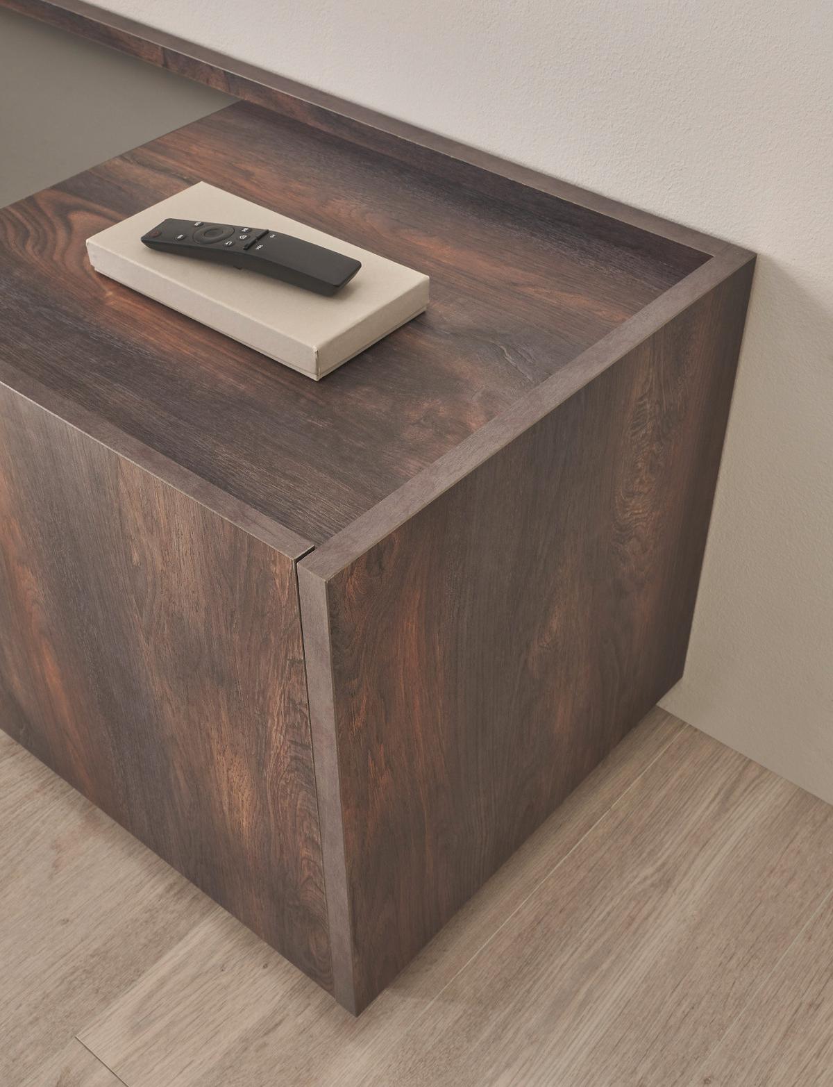 TV-LOWBOARD Thermo Eiche, grau, XL TV Unterteil mit Soft-Close 200 cm - Eichefarben/Schwarz, Holzwerkstoff/Kunststoff (200/50/45cm) - Furn.Design