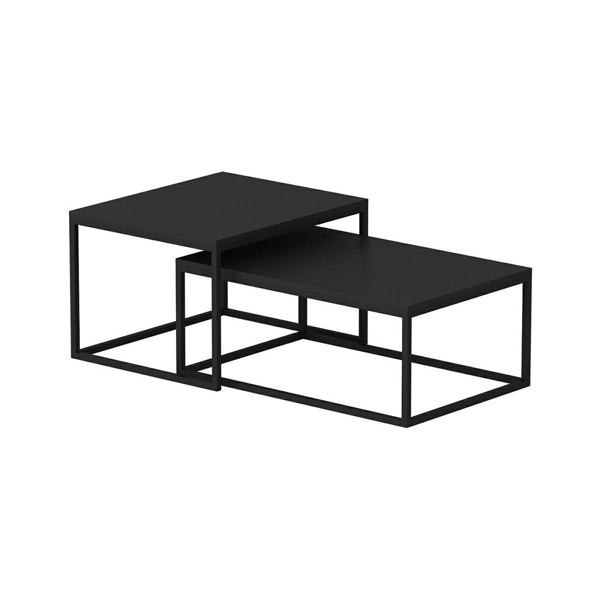SATZTISCH Aabenraa 60/45/47 - Schwarz, Metall (45/60/47cm) - [en.casa]