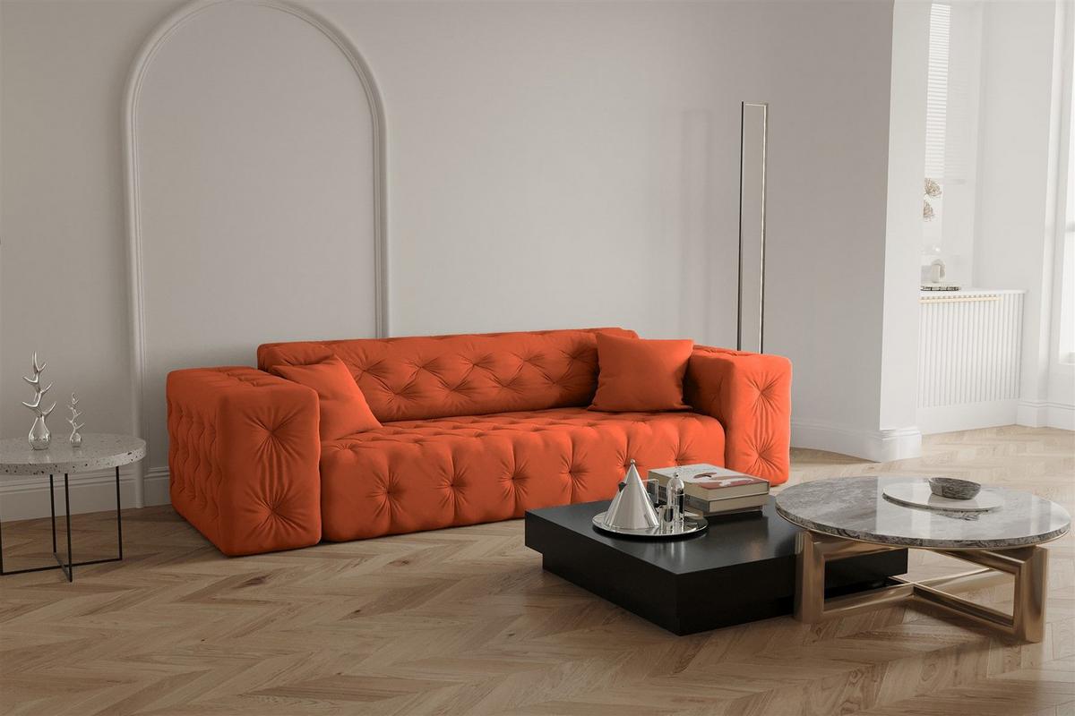 SOFASET Chantal - Orange, Holzwerkstoff/Textil (251/78/96cm) - Fun Möbel