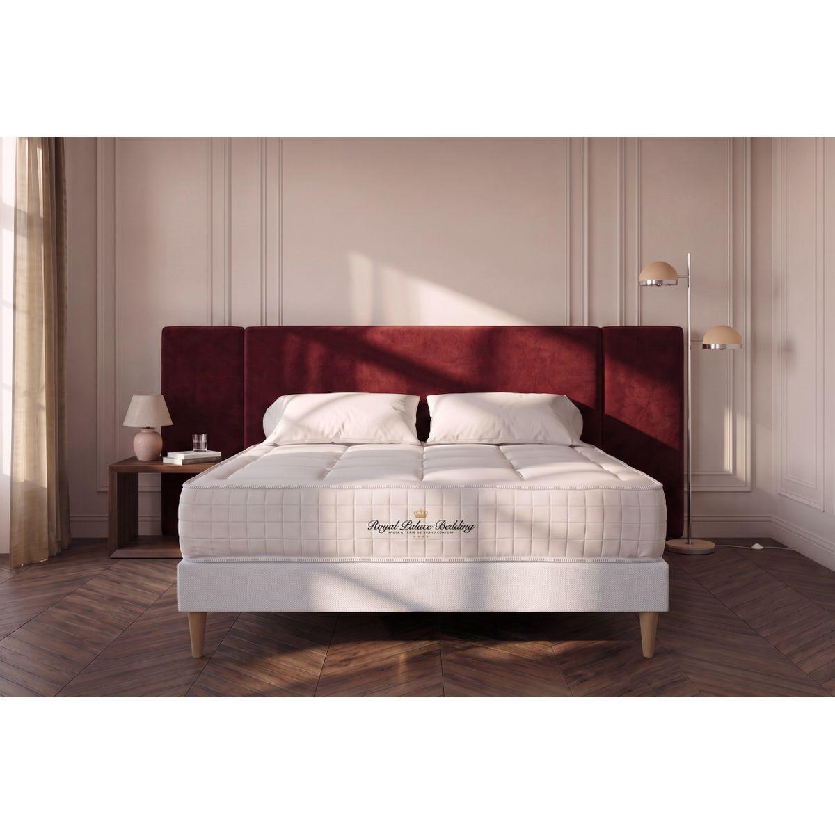 BETT Balmoral Memory-Schaum 160 x 200 cm h3 - Kit Bettgestell Weiß - Beige/Weiß, Karton/Holz (160/200cm) - ROYAL PALACE BEDDING