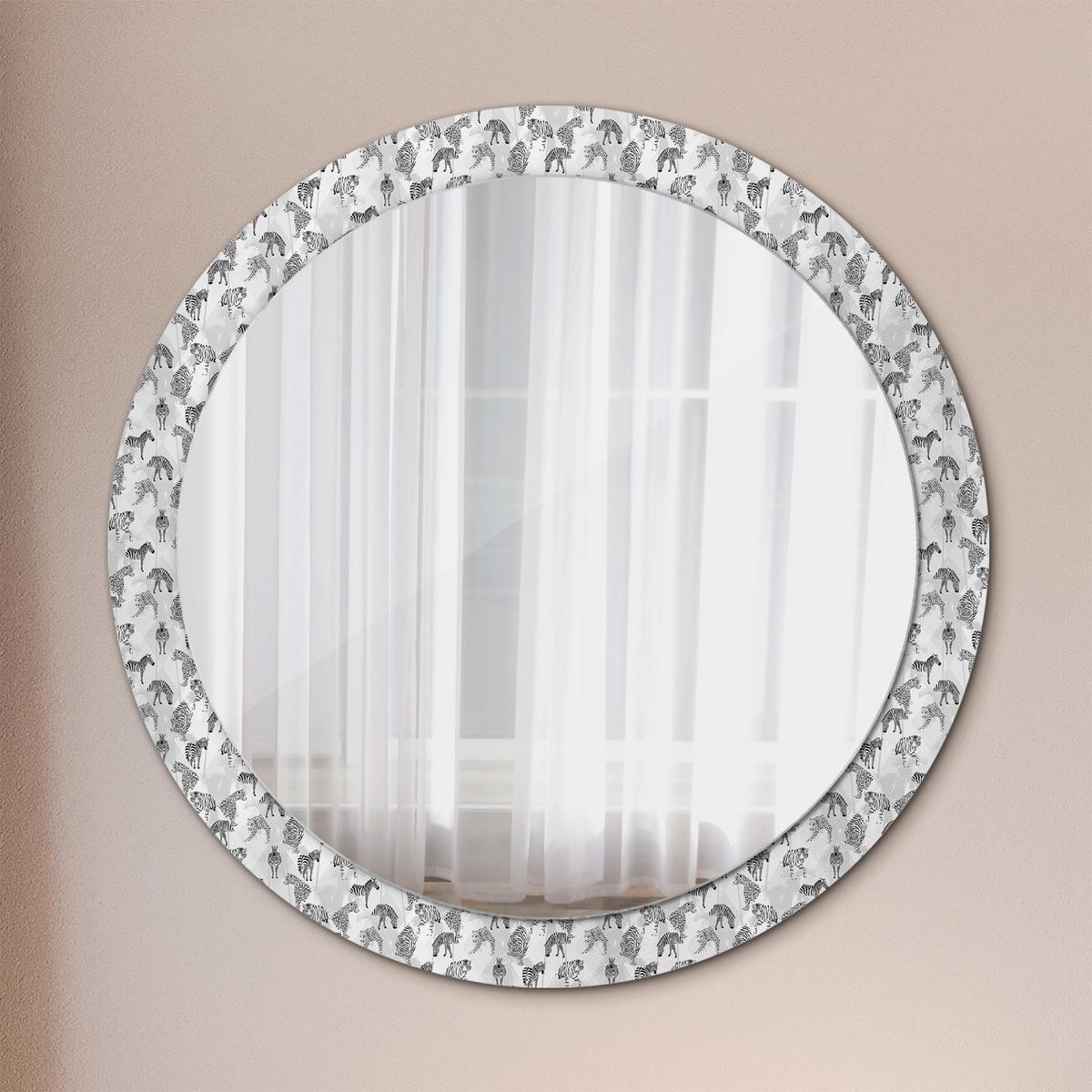 SPIEGEL Rund Ø 90 cm mit Aufdruck - Schwarz, Glas (90/90/0.4cm) - Wallfluent