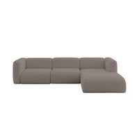 ECKSOFA Ottomane Rechts MIRA-L2 318x179x89 Braun Bouclé - Dunkelbraun/Schwarz, Holzwerkstoff/Kunststoff (318/179cm) - ALTDECOR