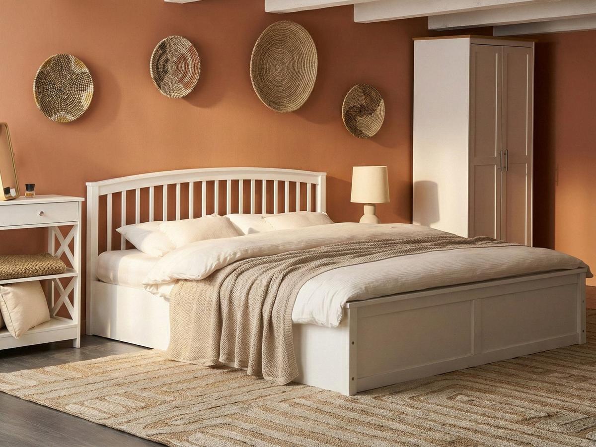 BETT mit Stauraum 180/200 cm Kiefernholz Weiß Clarbec - Weiß, Holz (180/200cm) - Beliani