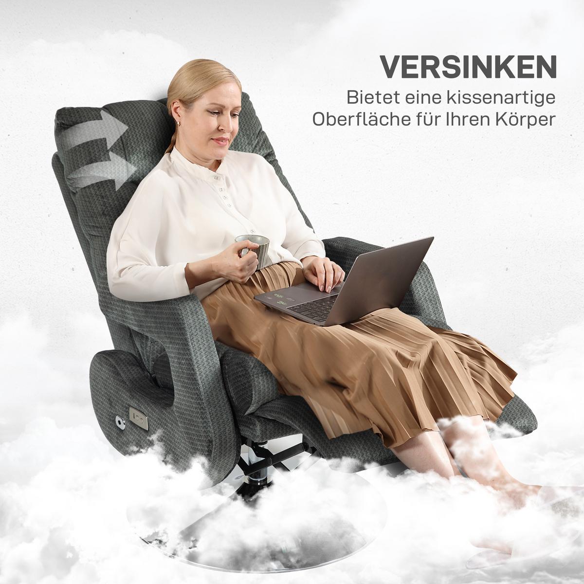RELAXSESSEL elektrisch mit Liegefunktion, Dunkelgrau - Dunkelgrau, Textil (69/124/84cm) - HOMCOM