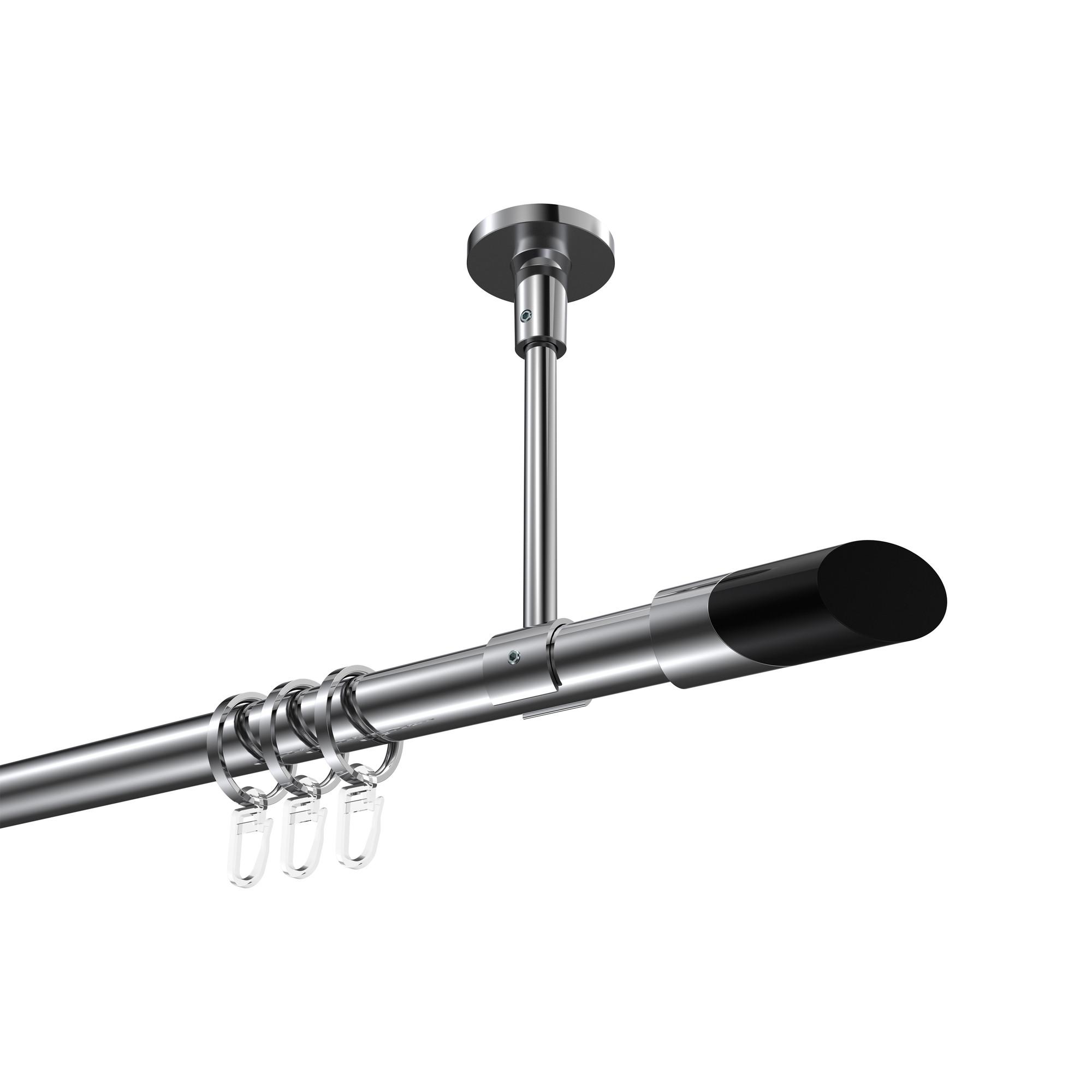 GARDINENSTANGE Sonette Verano 400 cm (geteilt in 2 x 200 cm), 1-läufig, 20 mm Ø Chrom - Chromfarben/Schwarz, Metall (400cm) - INTERDECO