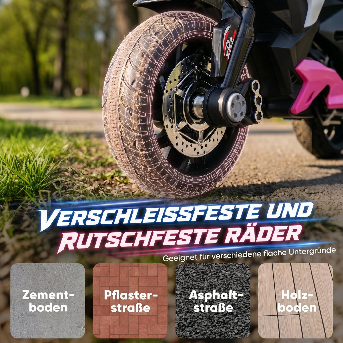 KINDER-ELEKTROMOTORRAD Kunststoff Metall Rosa - Rosa, Kunststoff (86/42/52cm) - HOMCOM