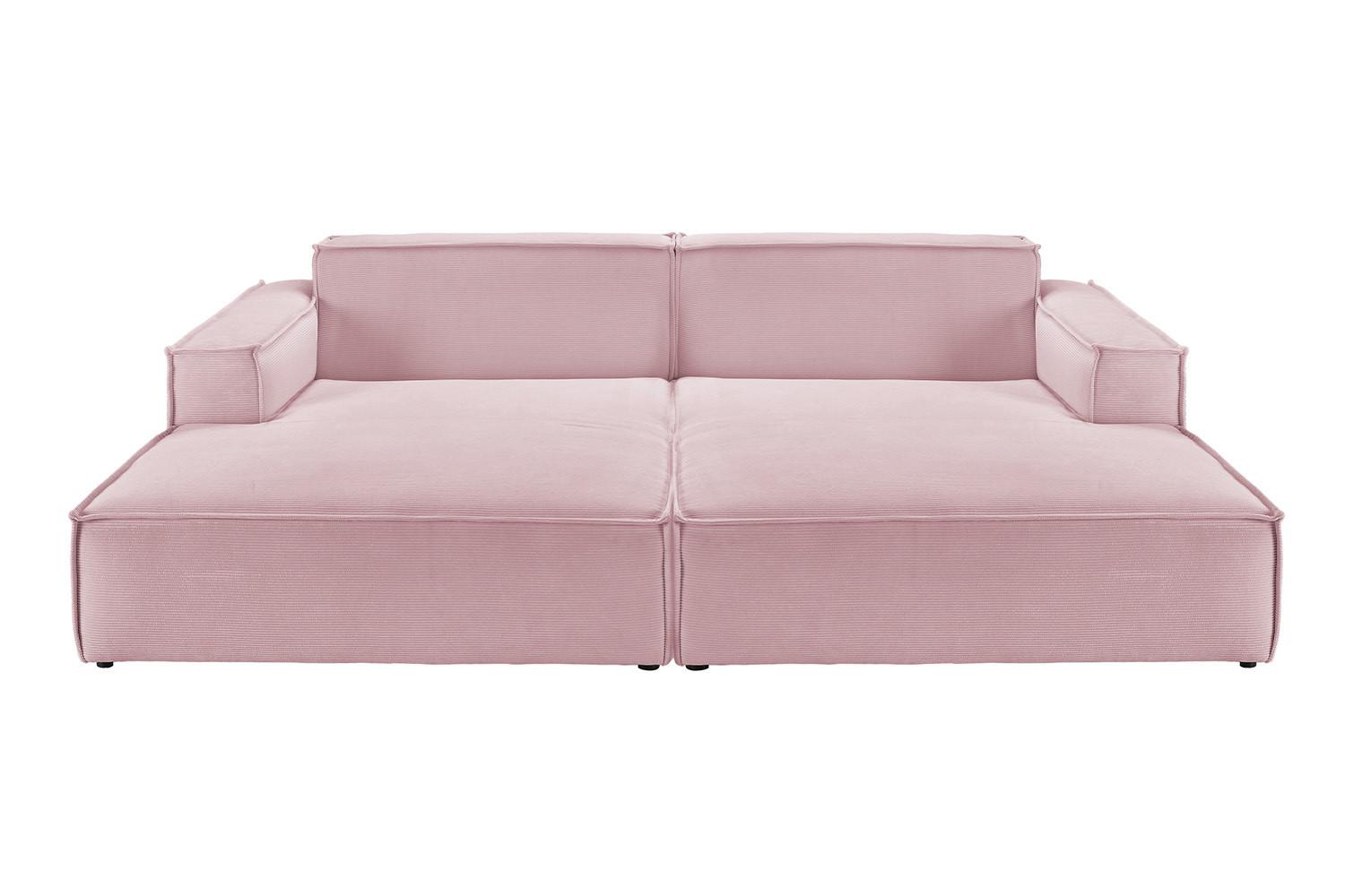 BIG SOFA SAMU Pink Cord - Schwarz/Rosa, Textil (256/72/168cm) - KAWOLA