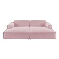 BIG SOFA SAMU Pink Cord - Schwarz/Rosa, Textil (256/72/168cm) - KAWOLA
