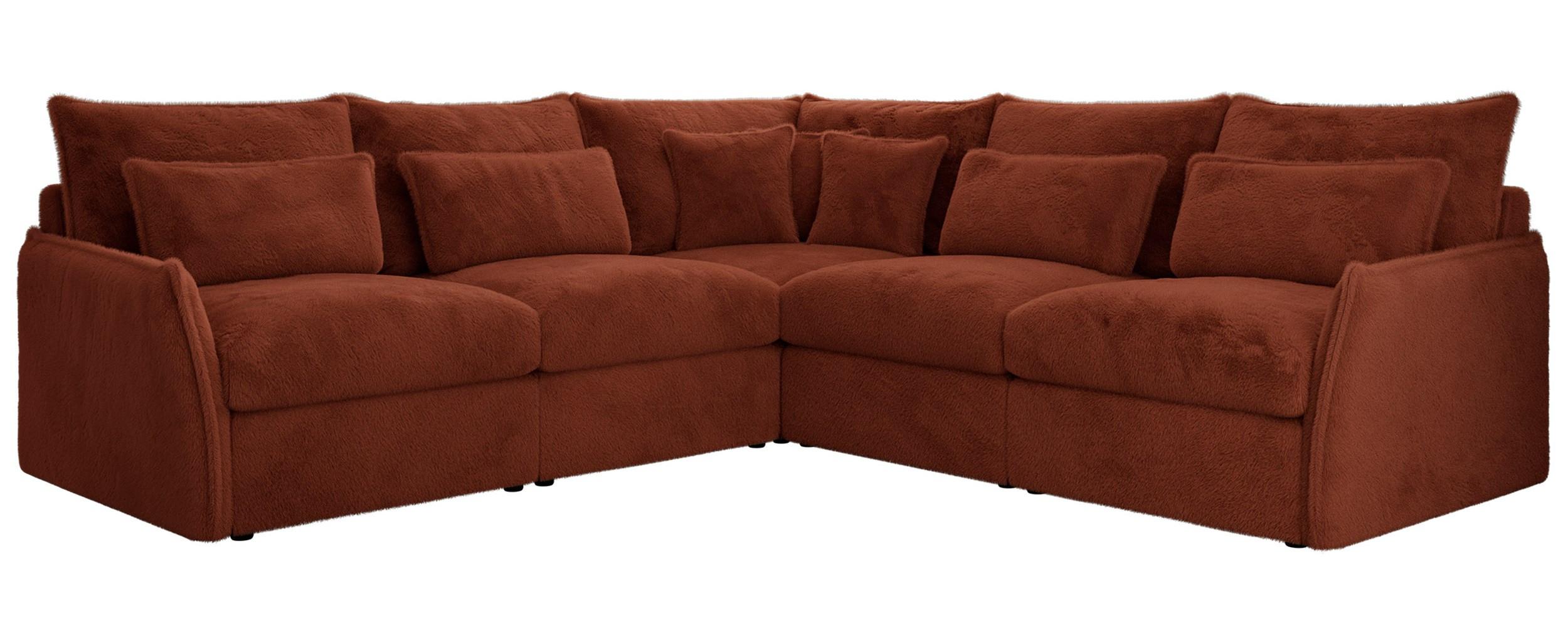 ECKSOFA VERSO L Orange Plüsch - Schwarz/Orange, Kunststoff/Textil (270/270cm) - MKS