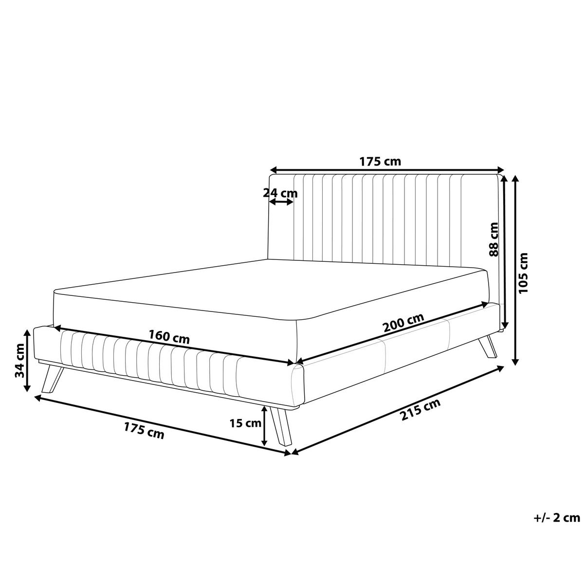 BETT mit Lattenrost 160/200 cm Hellgrau Talence - Hellgrau/Braun, Textil (160/200cm) - Beliani