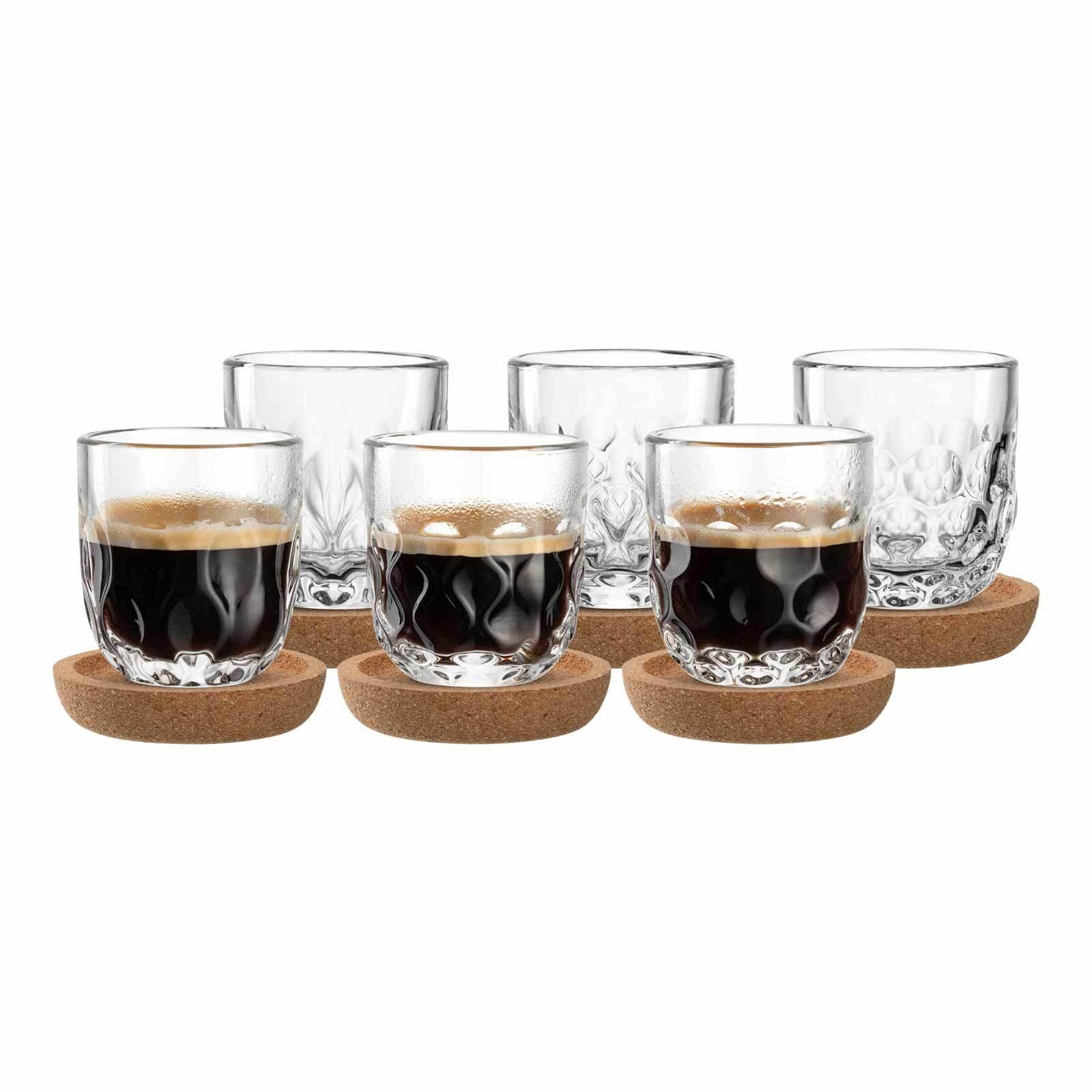 ESPRESSOGLÄSER MIT UNTERSETZER Gocce transparent 60 ml 12-tlg. - Transparent, Glas (0.06L) - Leonardo Living