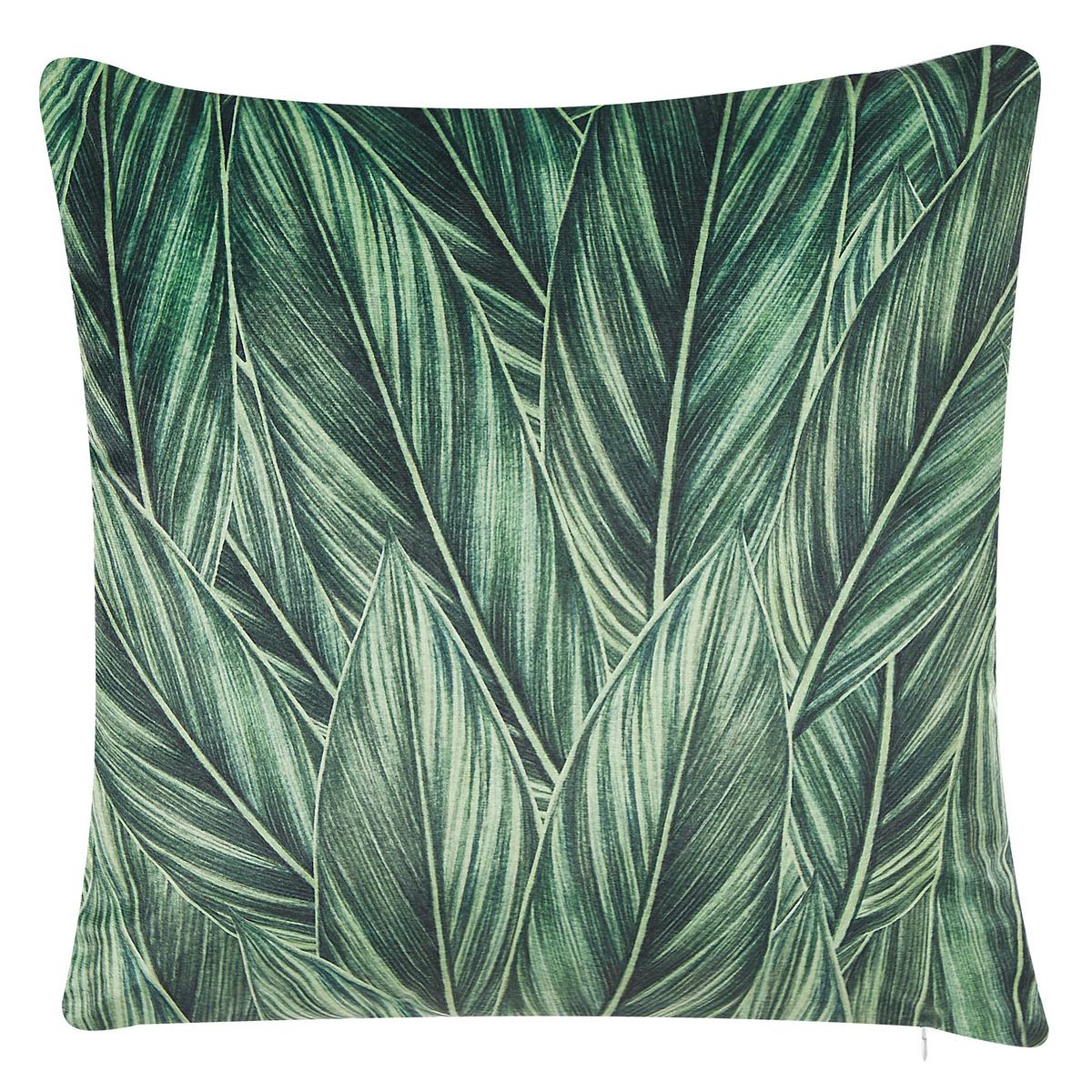 DEKOKISSEN 2er-Set Dunkelgrün 45/45 cm Diascia - Dunkelgrün, Textil (45/45cm) - Beliani