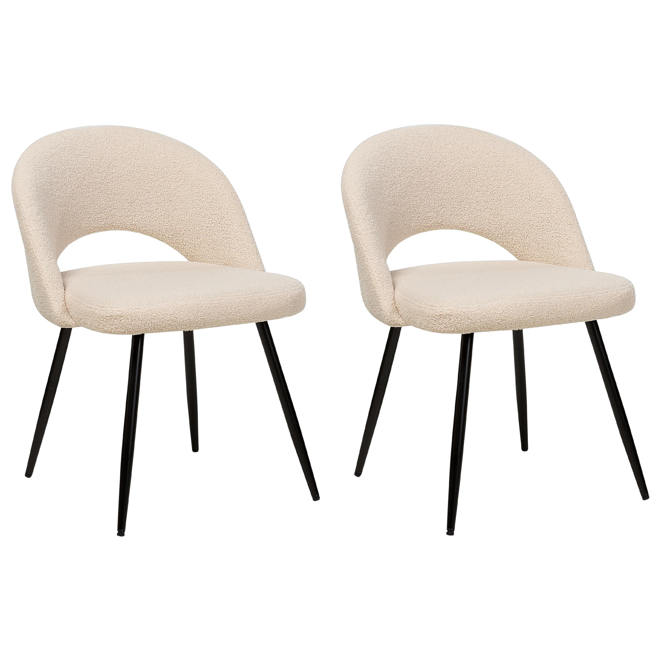 ESSZIMMERSTUHL 2er-Set Polyester Beige Onaga - Beige, Textil/Metall (45/77/46cm) - Beliani