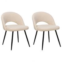 ESSZIMMERSTUHL 2er-Set Polyester Beige Onaga - Beige, Textil/Metall (45/77/46cm) - Beliani