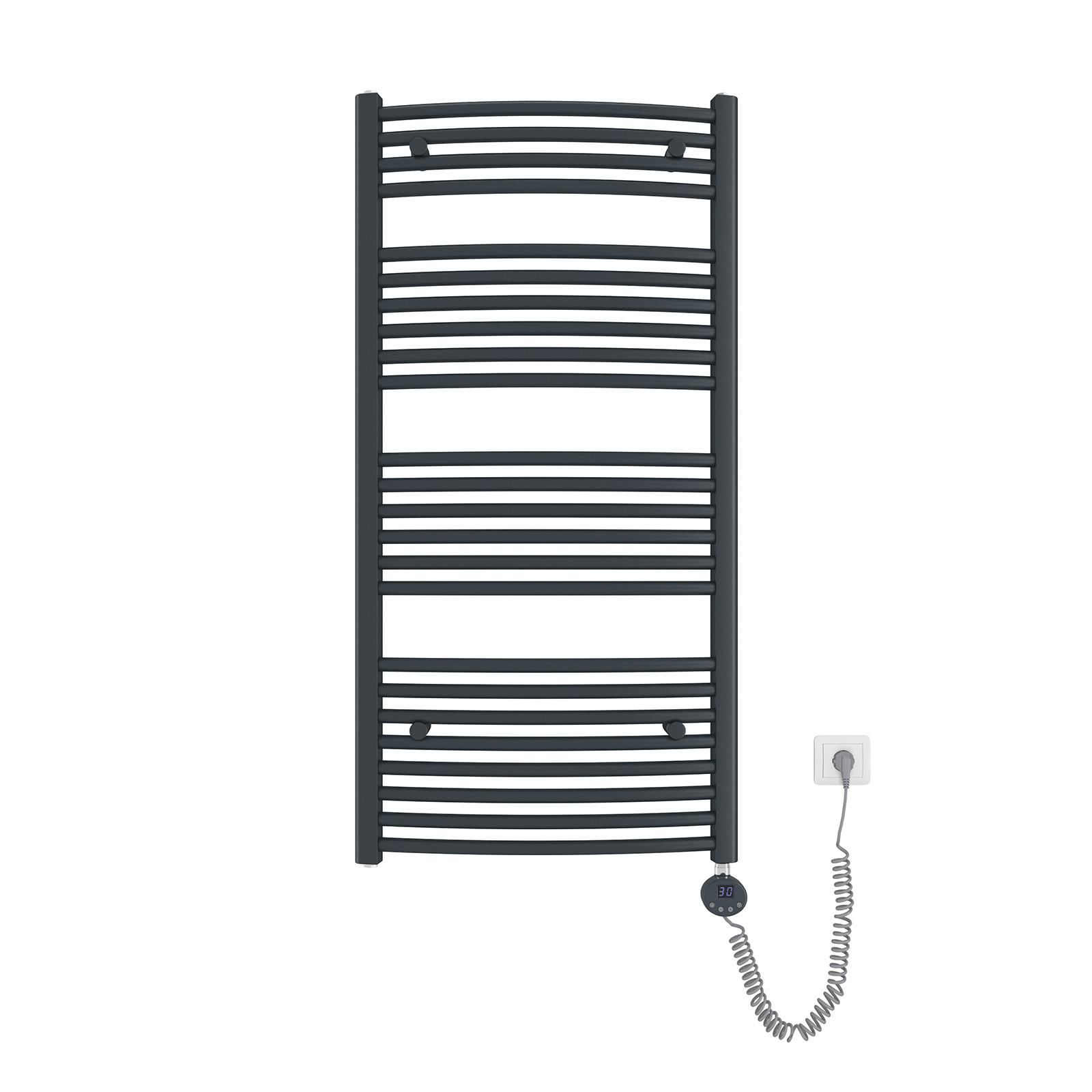 HANDTUCHHEIZKÖRPER elektrisch gebogen Anthrazit 120/60/5,6 cm - Anthrazit, Metall (60/120/5.6cm) - EMKE