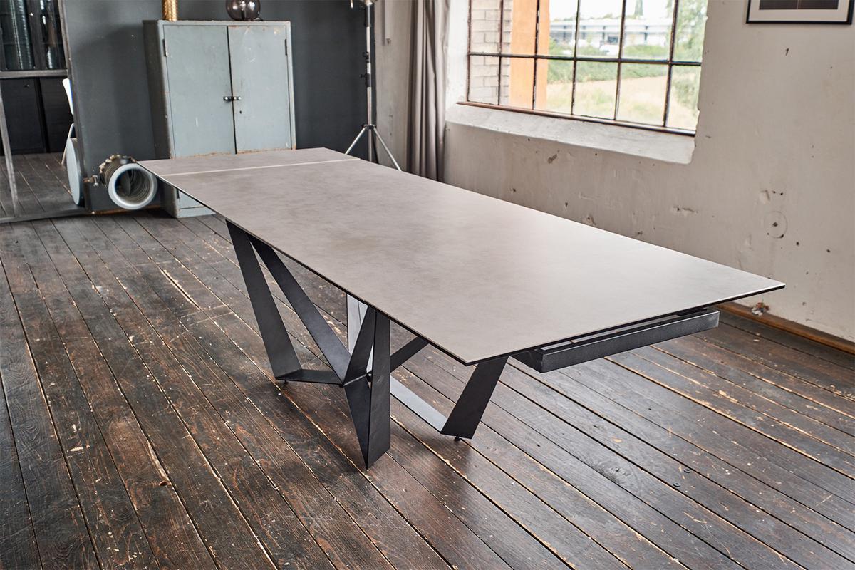 ESSTISCH ISTAR Grau Glas - Schwarz/Grau, Glas/Metall (90/180/76cm) - KAWOLA