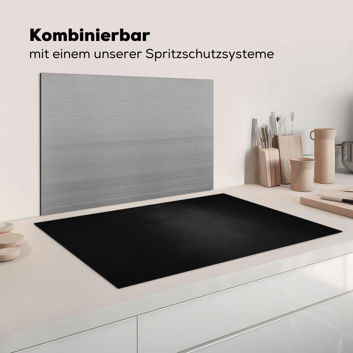 HERDABDECKPLATTE Beton - Schwarz - Grau - Strukturiert - Industriell Ceranfeldabdeckung 85x52 cm - Graphitfarben, Kunststoff (85/52/0.2cm) - MuchoWow