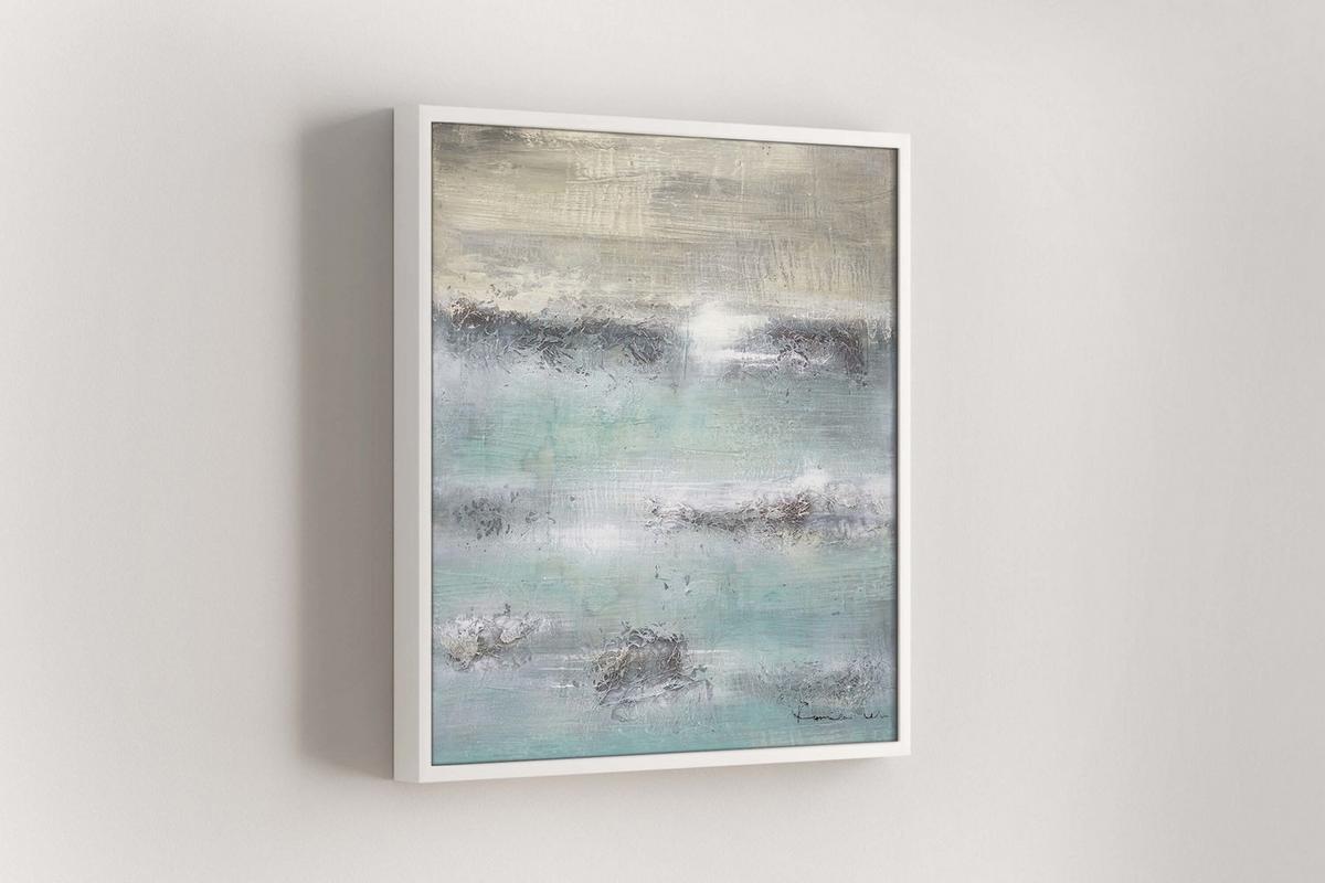 ACRYLBILD HANDGEMALT 80/80 cm - Beige/Petrol, Holz/Textil (80/80cm) - KUNSTLOFT