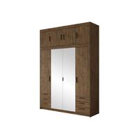 KLEIDERSCHRANK Elena 4D6S + Schrankaufsatz - Eichefarben/Schwarz, Holzwerkstoff/Kunststoff (177/246/53cm) - MIRJAN24