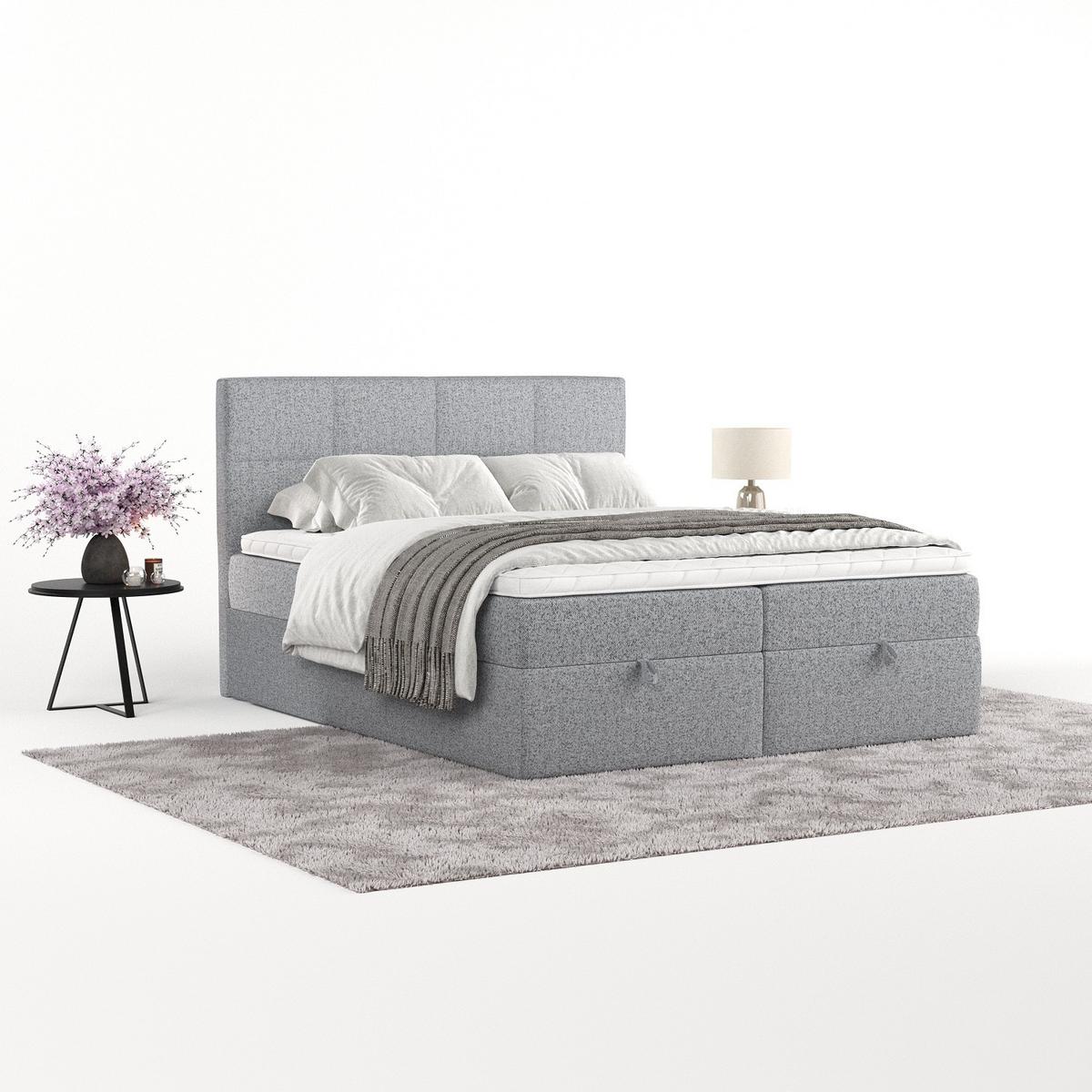 BOXBETT Velto 200/200 cm Grau im Riva Stoff - Schwarz/Grau, Holz/Holzwerkstoff (200/200cm) - AltaBeds