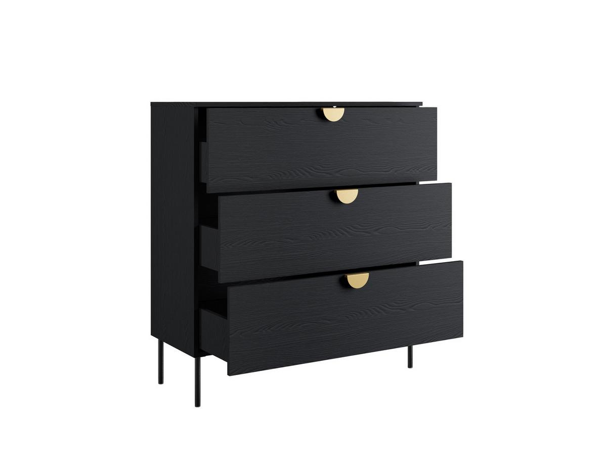 KOMMODE FRAYN 100/107/40cm mit 3 Schubladen Türen Graphitfarben - Graphitfarben, Holzwerkstoff (100/107/40cm) - MASSENO