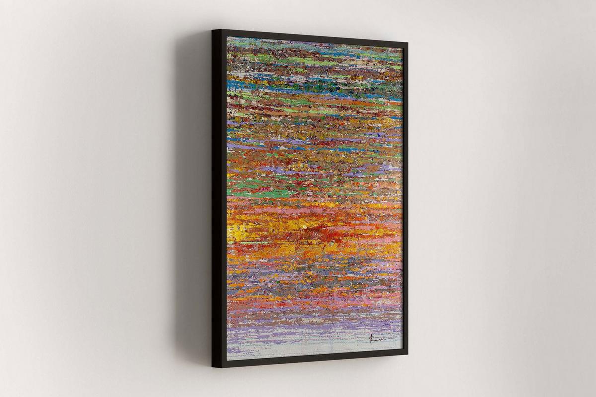 ÖLGEMÄLDE 75/100 cm - Blau/Gelb, Holz/Textil (75/100cm) - KUNSTLOFT