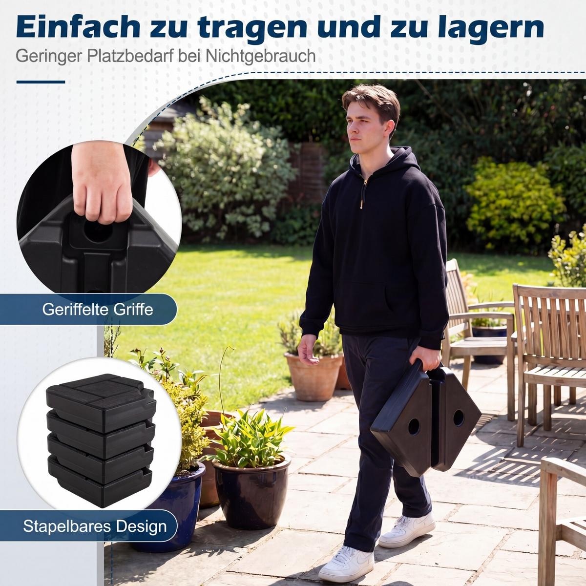 SONNENSCHIRMSTÄNDER 48L schwarz - Schwarz, Kunststoff (80/80cm) - COSTWAY