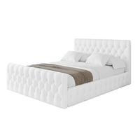 POLSTERBETT mit Bettkasten, Fußteil und Lattenrost, Boxbett mit Matratze H3/H4 - LARO-Z 180x200 Weiß Kunstleder - Weiß Hochglanz, Holzwerkstoff/Textil (180/200cm) - ALTDECOR