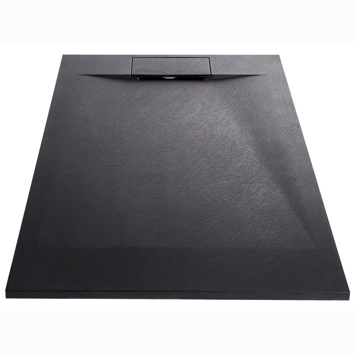 DUSCHWANNE 80/120/3 cm Schwarz Azzurro - Schwarz, Kunststoff (120/3/80cm) - Beliani
