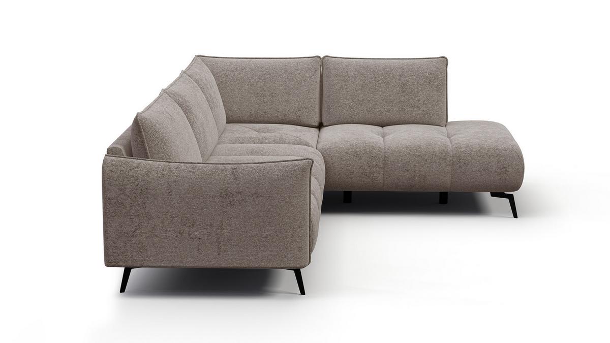 ECKSOFA AERA 5-Sitzer rechts, dunkelbeige - Beige/Schwarz, Holz/Textil (268/206cm) - Wozimo