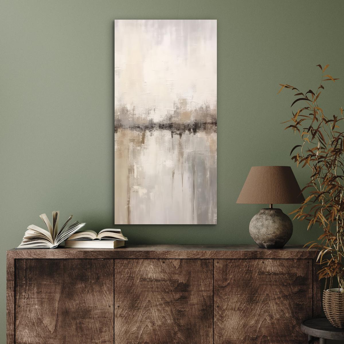 METALLBILD Moderne Kunst - Abstrakt - Beige 40x80 cm - Beige, Metall (40/80cm) - MuchoWow