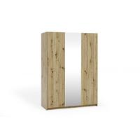 DREHTÜRENSCHRANK THALIA 148/204/58cm 3-türig mit Spiegel Eiche Artisan - Eiche Artisan, Holzwerkstoff (148/204/58cm) - MASSENO