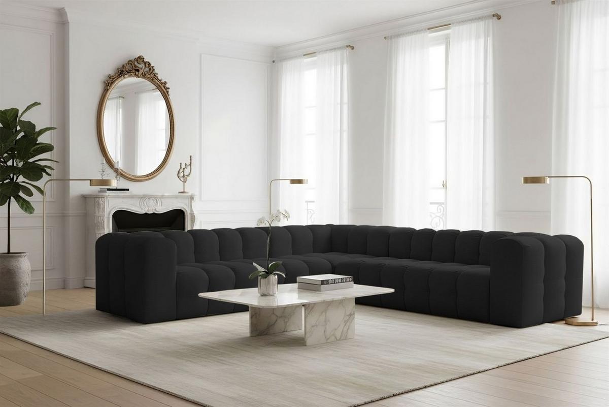 ECKSOFA Solvie In Tiffani - Schwarz, Holzwerkstoff/Textil (300/300cm) - Fun Möbel