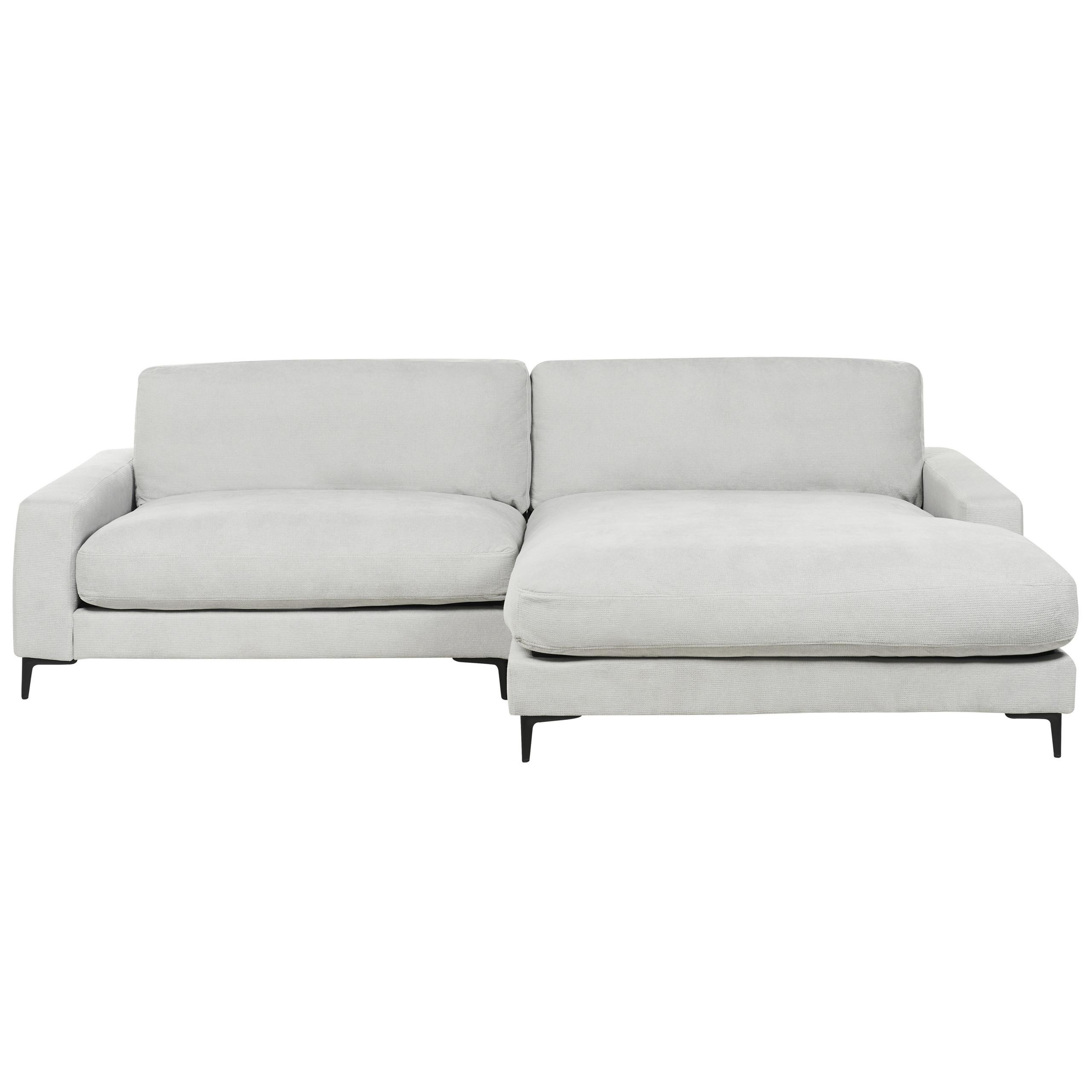 3-SITZER-ECKSOFA hellgrau rechtsseitig Maloy - Schwarz/Grau, Textil (272/189cm) - Beliani