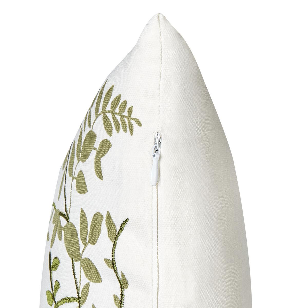 DEKOKISSEN 2er-Set Weiß 45/45 cm Zaleya - Weiß/Grün, Naturmaterialien (45/45cm) - Beliani