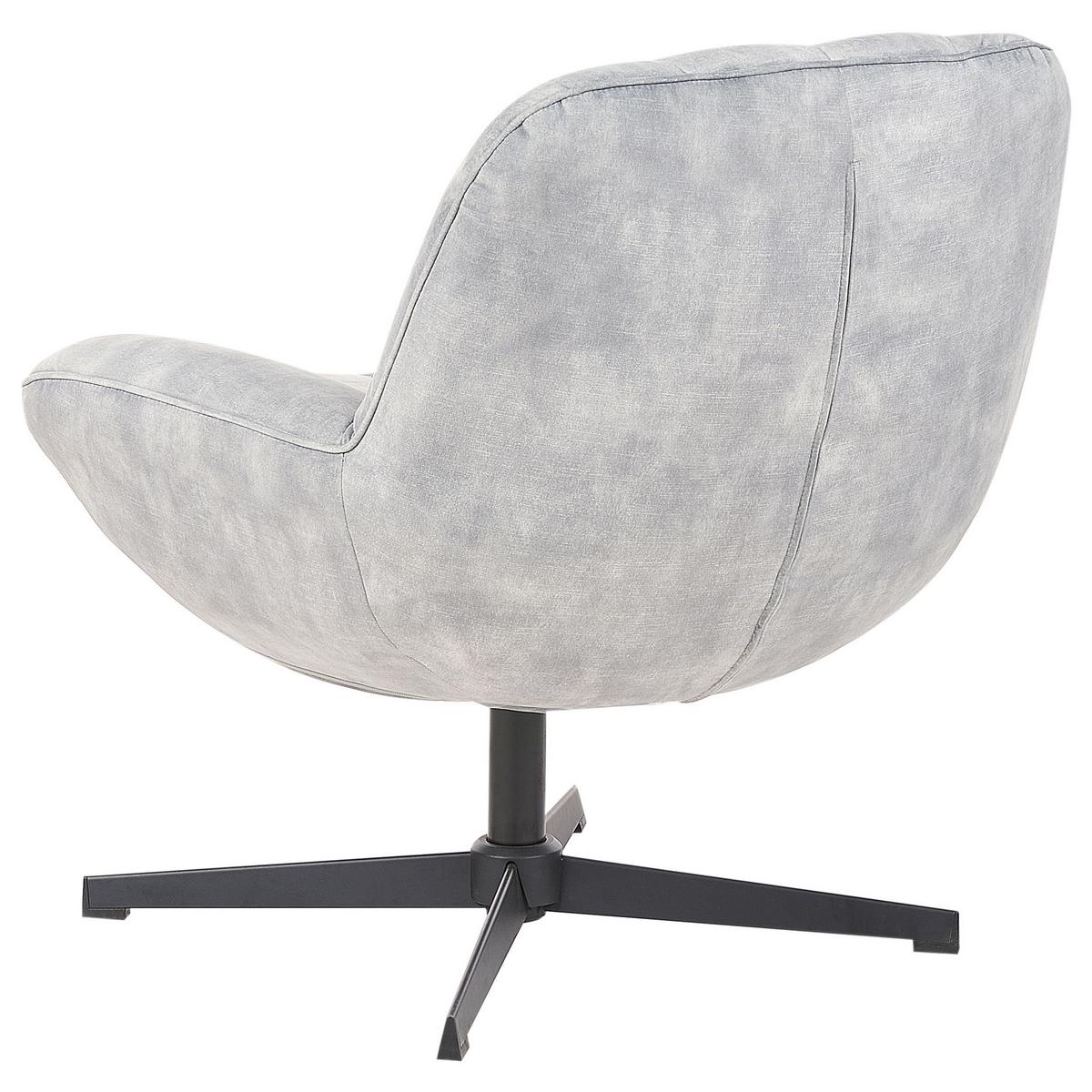 STUHL mit Fußhocker Hellgrau Lia - Schwarz/Grau, Textil (71/79/80cm) - Beliani